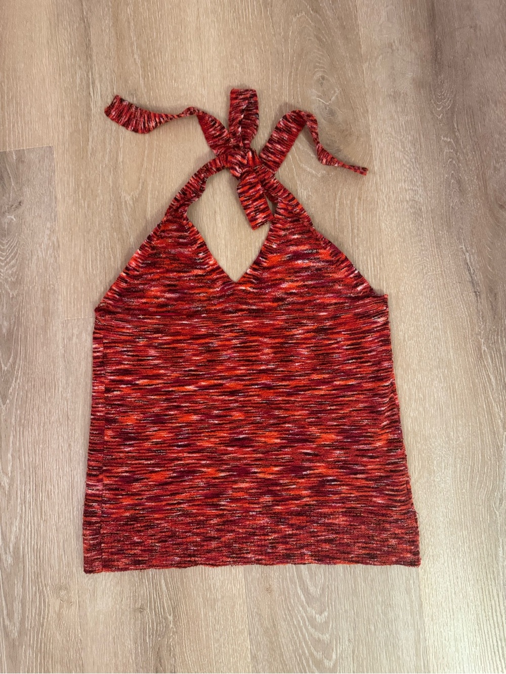 LOFT Red Multicolor Halter Knit Camisole